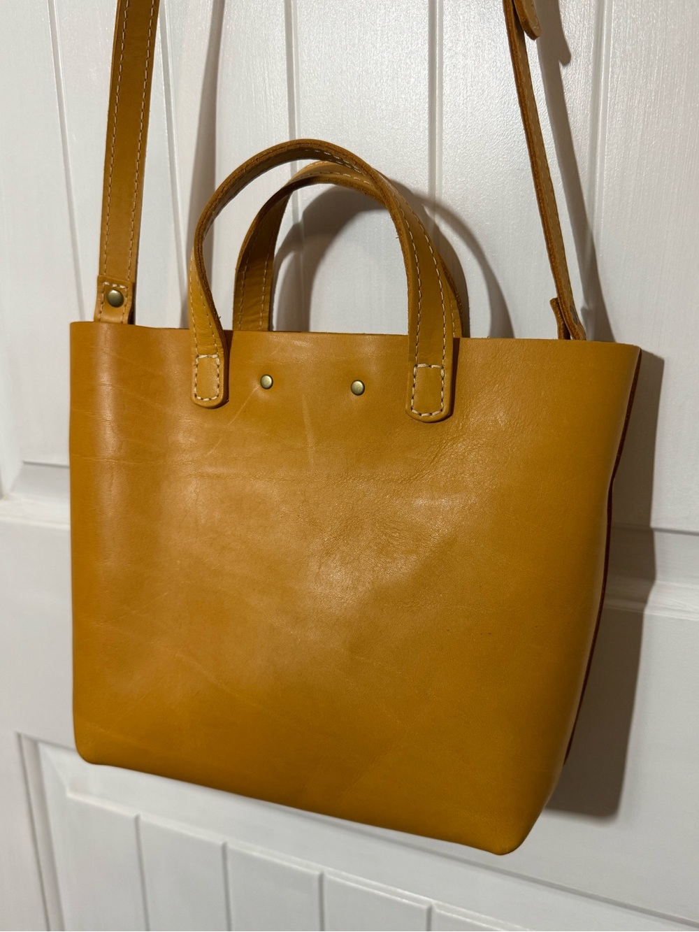 Portland Leather Mustard Tan Small Leather Tote - Picture 7 of 7